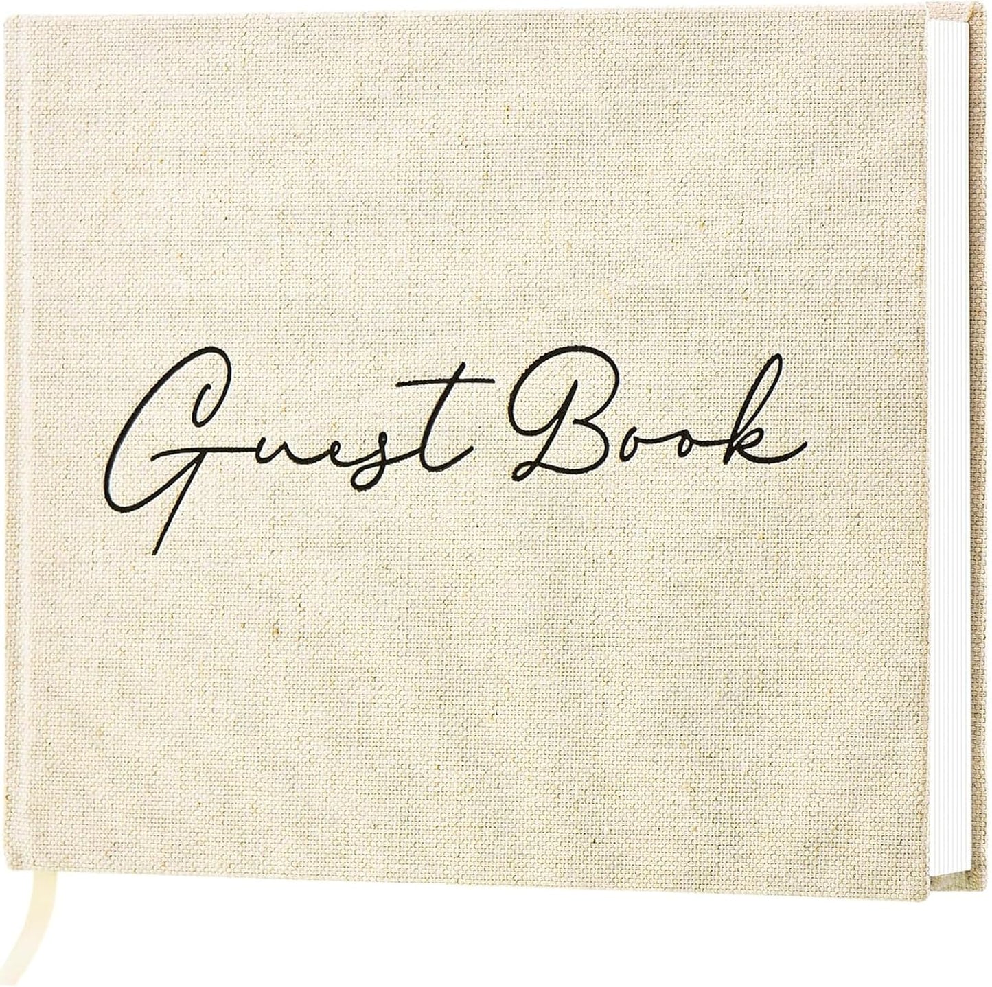 Lankaiva Wedding Guest Book, Guest Book Wedding Reception - Classic Baby Shower Guest Book, 100 Blank Pages for Bridal Shower Birthday Graduation Sign in and Photos, Beige