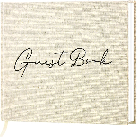 Lankaiva Wedding Guest Book, Guest Book Wedding Reception - Classic Baby Shower Guest Book, 100 Blank Pages for Bridal Shower Birthday Graduation Sign in and Photos, Beige