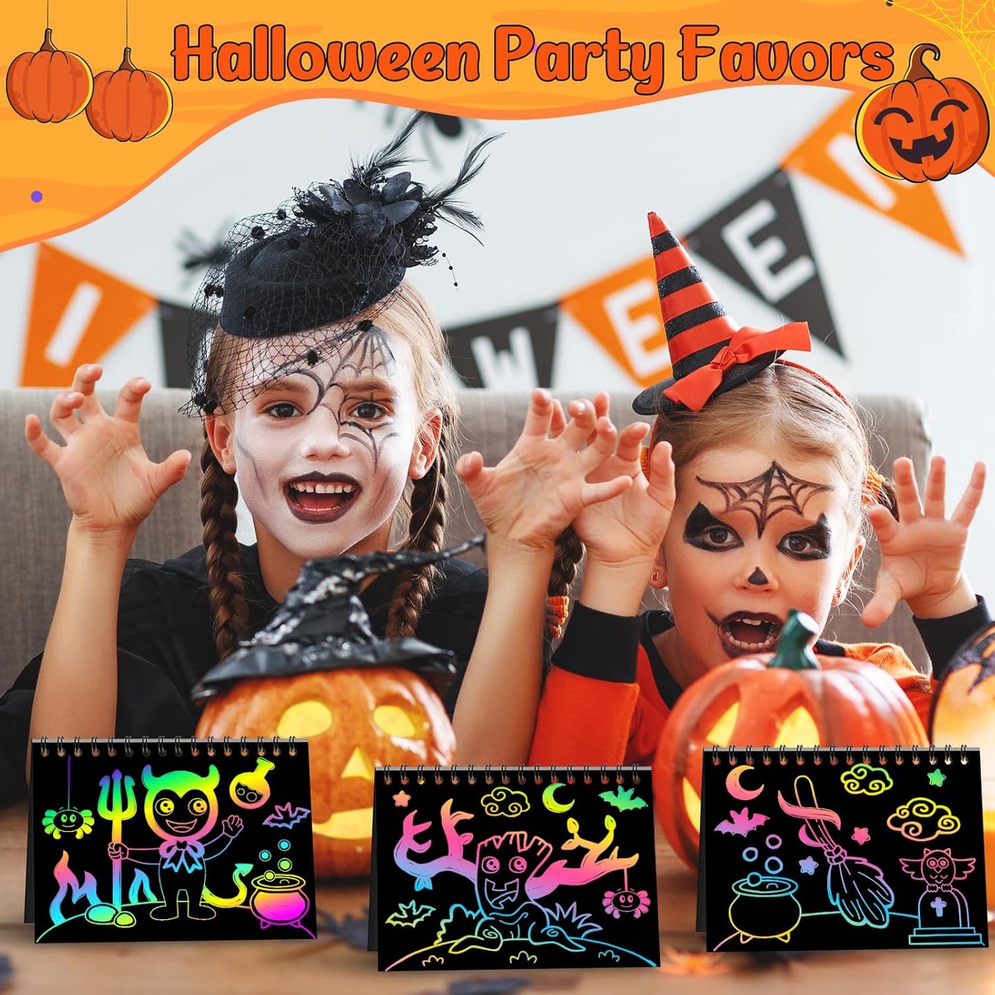 ZMLM 24 Pack Scratch Art Party Favors: Birthday Party Favors for Kids 4-8, Bulk Rainbow Scratch Notebook Paper Pads, Goodie Bags Stuffers Girls Boys Classroom Gifts Crafts Toys