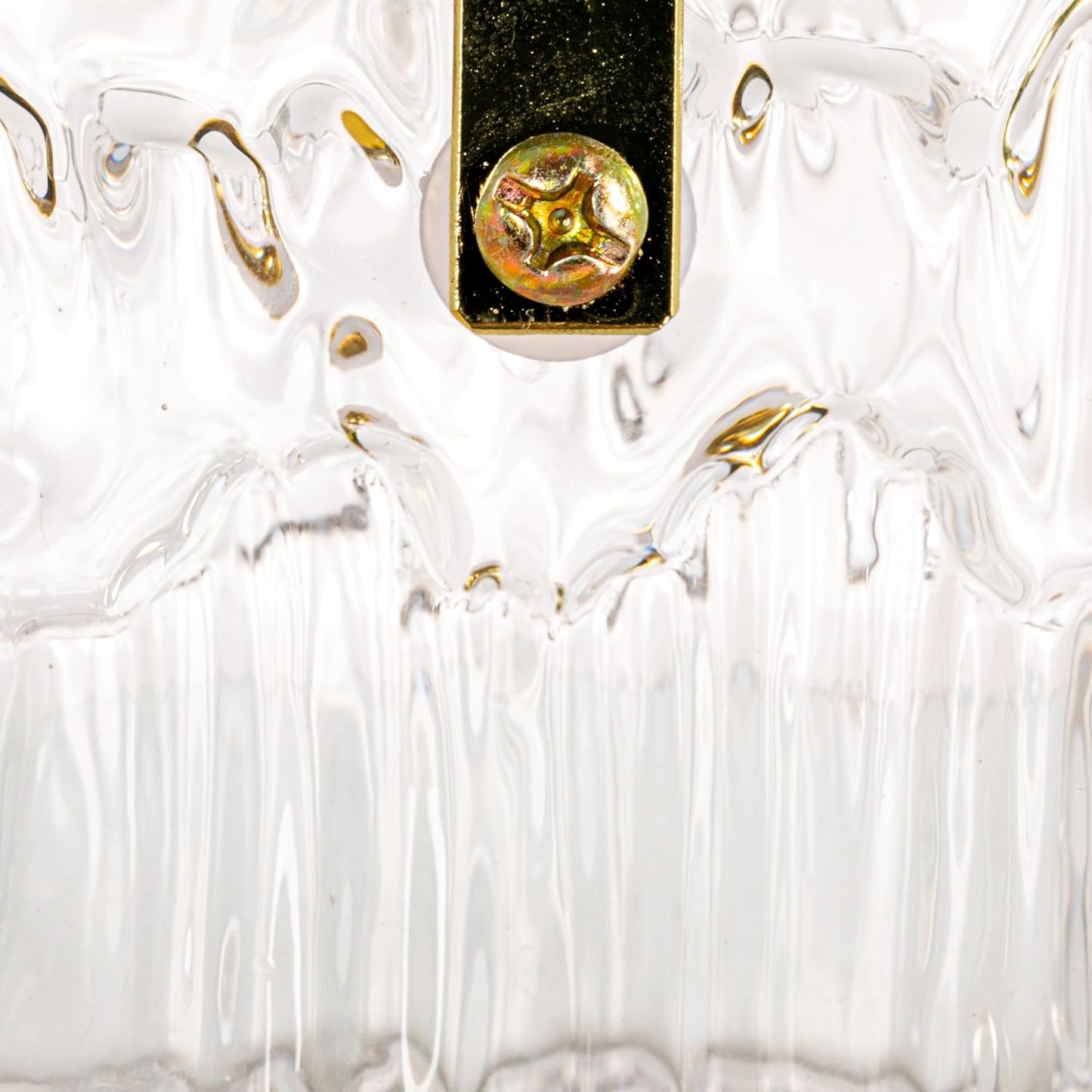 Creative Co-Op 24-Ounce Textured Glass Ice Bucket with Gold Finish Handle and Tongs, Clear/Gold