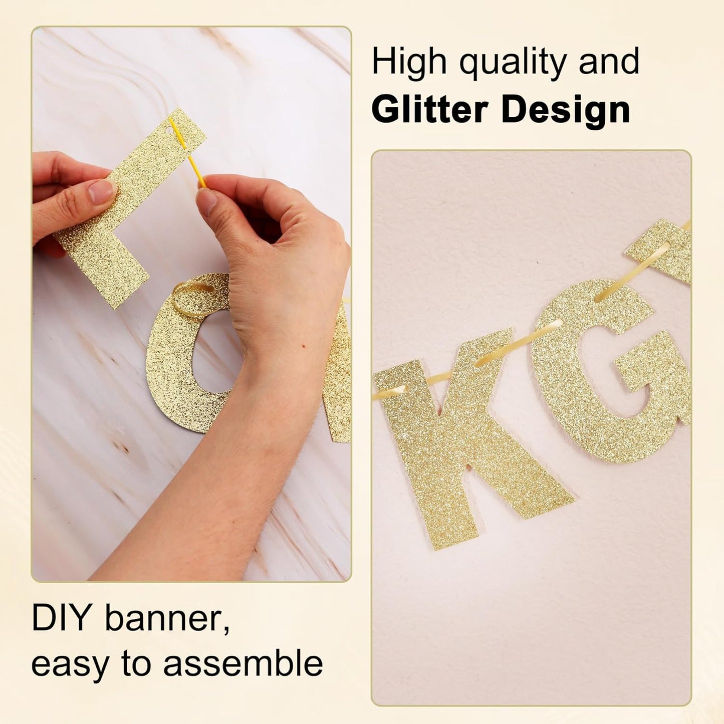 BEISHIDA 116 PCS A-Z DIY Letter Banner Kit Make Your Own Banner Including 111 Letters and Numbers 3 Rope and 2 Threading Device,Customized for Birthday Graduation Wedding Decor Black