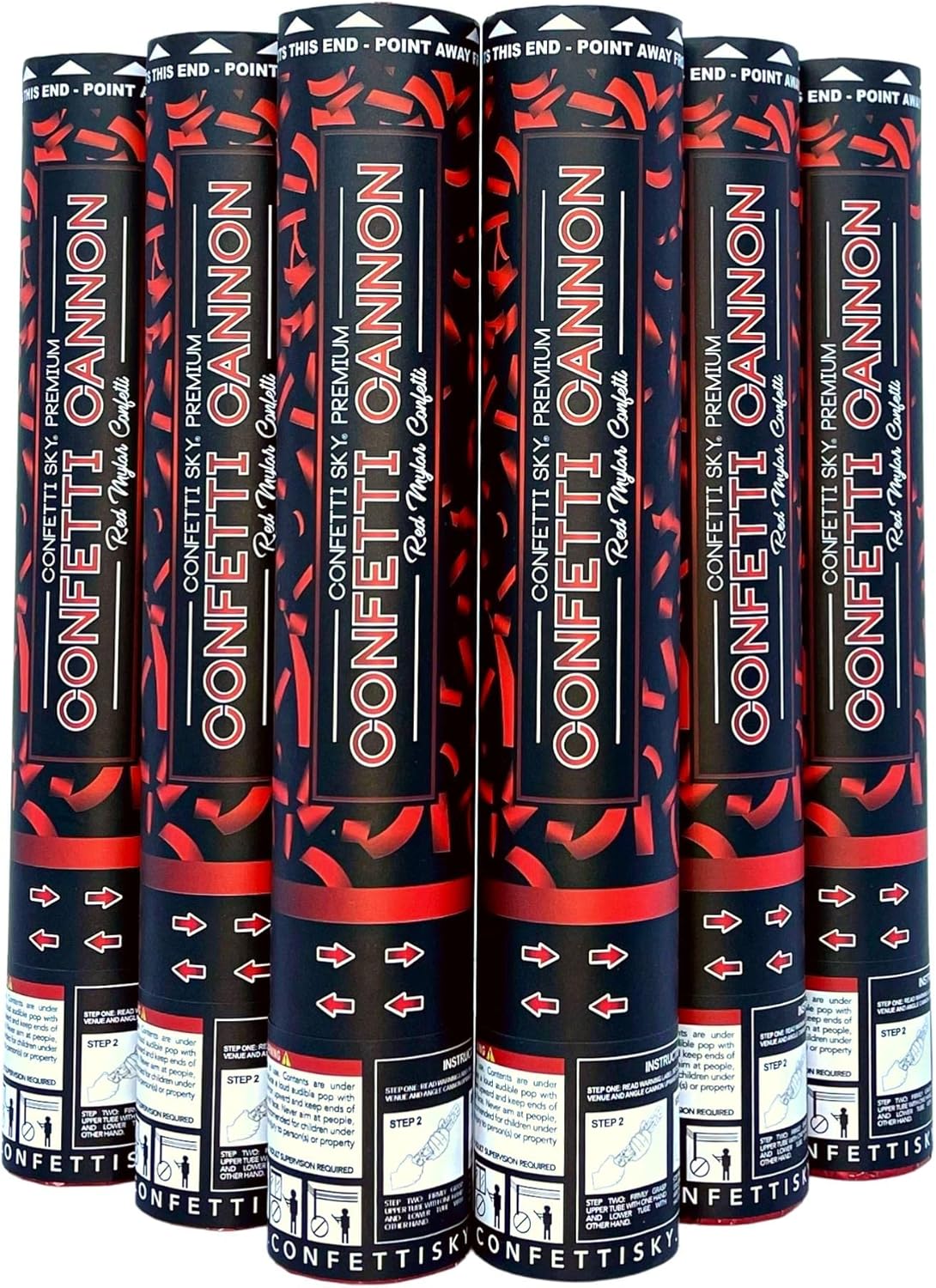 Confetti Sky [6 Pack] 12 Inch Confetti Cannons | Multicolor Confetti Poppers for Wedding Celebration, Birthday Party, Pranks, Graduation, Christmas Eve and New Year Celebration