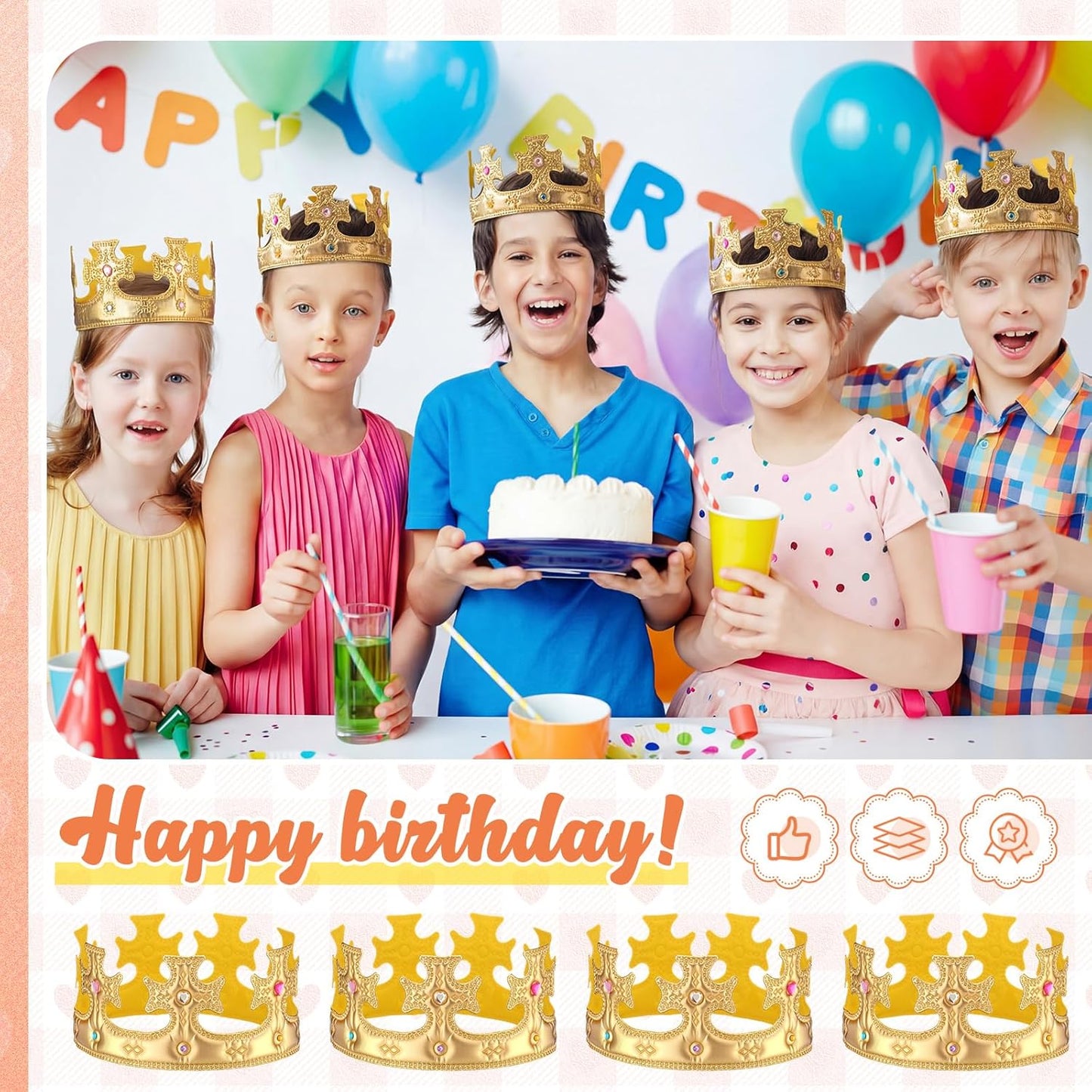 Yaomiao 66 Pieces Foam Princess Tiaras DIY Crowns Kids Party Favors Craft Crystal Diamond Sticker Girls Making Your Own Tiara (Gold)