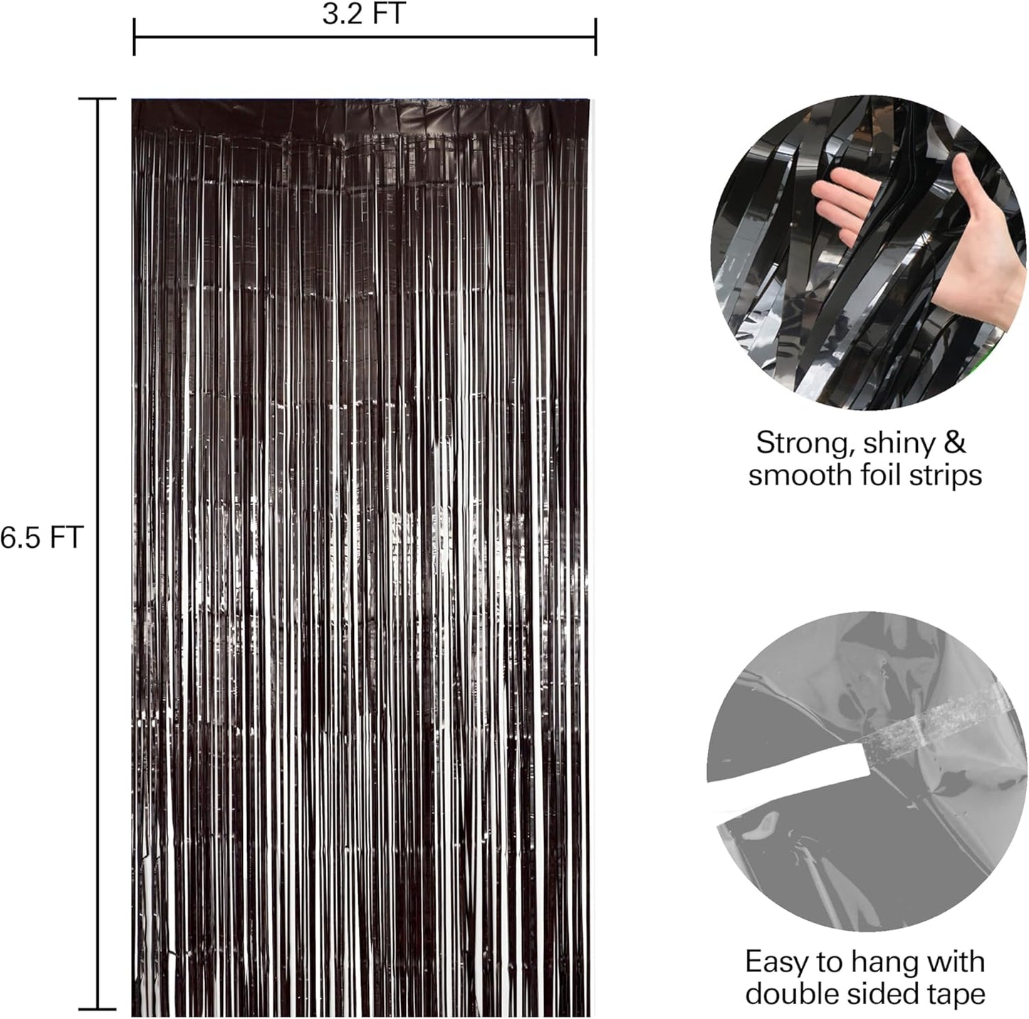Hampton Distribution 6 Pack Silver Foil Fringe Curtains, Silver Tinsel Backdrop Party Curtains, Party Supplies for Birthday, Holidays, Parties & More
