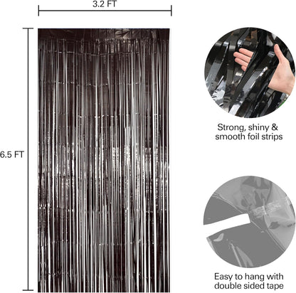 Hampton Distribution 6 Pack Silver Foil Fringe Curtains, Silver Tinsel Backdrop Party Curtains, Party Supplies for Birthday, Holidays, Parties & More