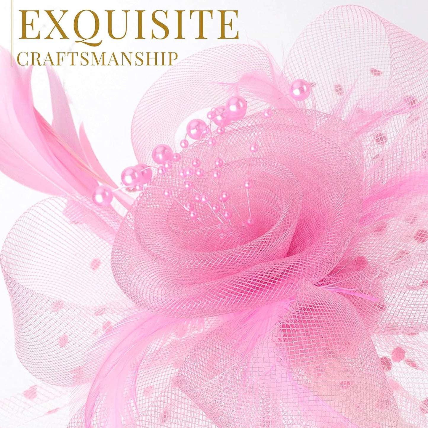 DRESHOW Fascinators Hat Flower Mesh Ribbons Feathers on a Headband and a Clip Tea Party Headwear for Girls and Women - Colors B