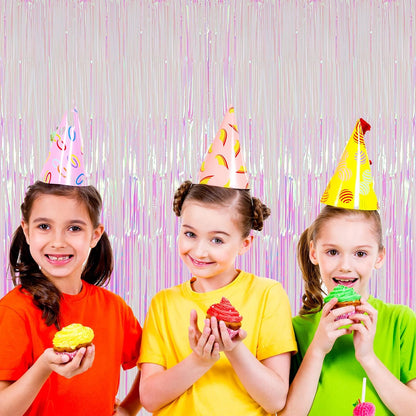 Voircoloria 3 Pack 3.3x8.2 Feet Gold Foil Fringe Backdrop Curtains, Tinsel Streamers, Fringe Backdrop for 2025 New Years Eve, Graduation, Birthday, Baby Shower, Gender Reveal, Disco Party - Colors A