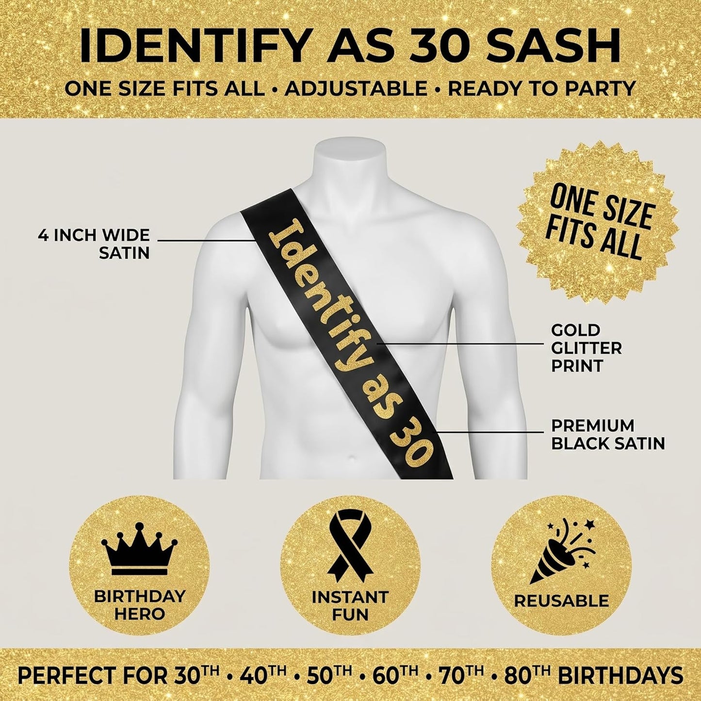 Sterling James Co. Funny Birthday Party Sash - Birthday and Retirement Party Sash for Him or Her - Party Decorations, Supplies and Gifts
