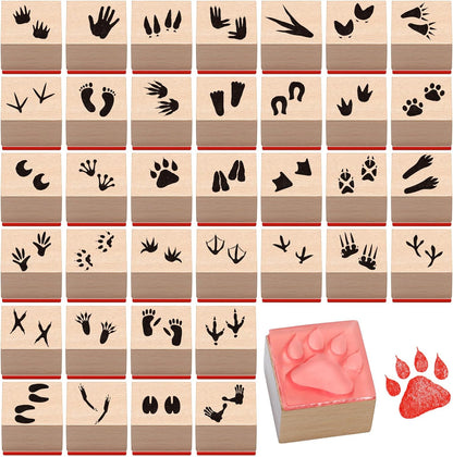 Maitys 36pcs Cartoon Pattern Wood Stamps Set Wooden Rubber Holiday Stamps Cute Cake Elephant Candle Butterfly Bee Pattern for Card Making Decoration and Scrapbooking Supplies DIY Tools Gifts
