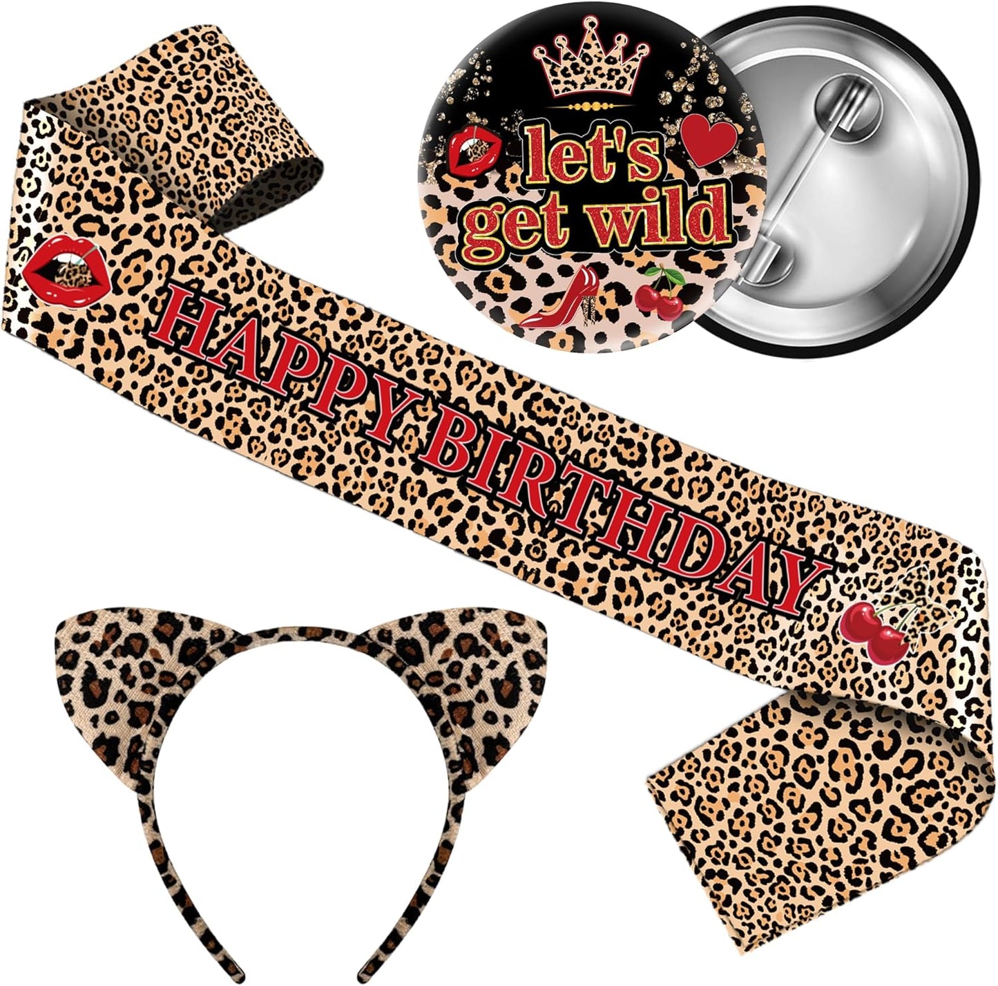Cheetah Print Birthday Decorations Girls - 2 Pcs Leopard Birthday Queen Sash It’s My Birthday Badge Black Cheetah Birthday Accessories for Girls Women Party Decorations Gift