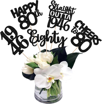 15 PCS 50th Birthday Centerpiece Sticks Fifty Happy 50th Straight Outta 1976 Table Flower Centerpieces Sticks Cheers to 50 Floral Decorations for 50th Birthday Party Centerpieces Supplies Black