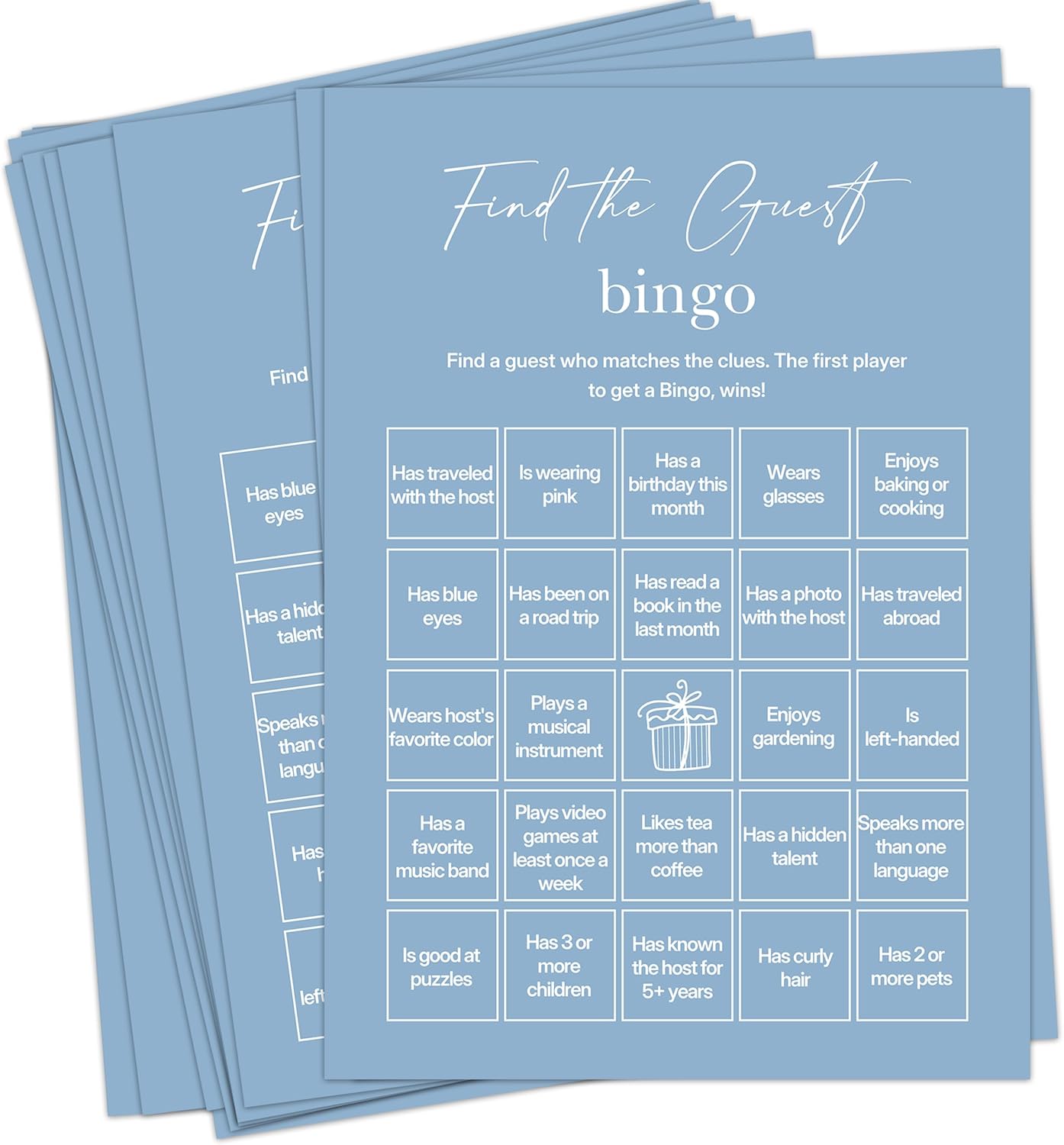 Find The Guest Bingo Cards – 25 Unique Cards, Icebreaker Party Games for Adults, Rustic Blush Pink Mingle Activity for Birthday Parties, Family Reunions, Office Events & Friendsgiving