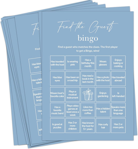 Find The Guest Bingo Cards – 25 Unique Cards, Icebreaker Party Games for Adults, Rustic Blush Pink Mingle Activity for Birthday Parties, Family Reunions, Office Events & Friendsgiving