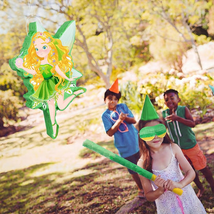 VioraWhite Fairy Piñata Princess Birthday Decorations Fairy Party Piñata Set with Stick and Blindfold for Girls Kids Butterfly Birthday Party Game Decorations Supplies