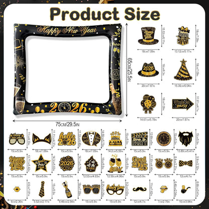 Hawaiian Photo Booth Props & Inflatable Frame, 30Pcs Luau Photobooth Props with Large Inflatable Inflatable Selfie Picture Frame for Summer Tropical Aloha Luau Party Selfie Supplies