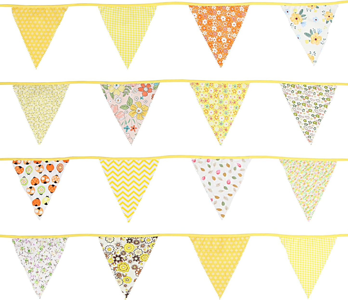 G2PLUS 39Ft Triangle Bunting Banner, 42Pcs Pink Floral Garland Pennant Banner, Reusable Cotton Triangle Flags Party Decoration for Birthday, Wedding, Garden Tea Party, Baby Shower, Room Decor