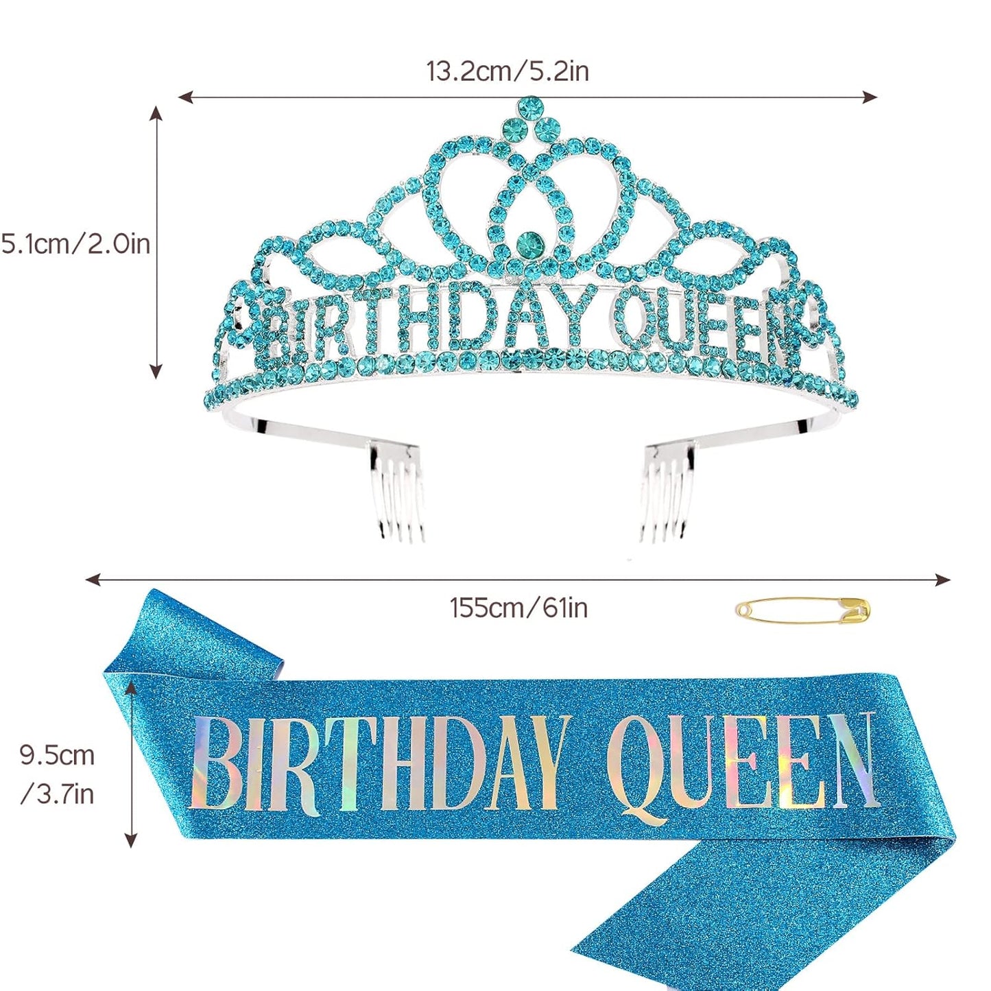 CAVETEE Gold Birthday Crowns and Sash - Queen Tiara for Party Decorations
