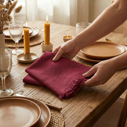 ACCENTHOME Natural Cotton Linen Napkin Set of 12 18x18 inch Dinner Napkins - Washable Soft Premium Hotel Quality Reusable Hemmed Edges Napkins Perfect Table Linens for Family Dinners, Weddings