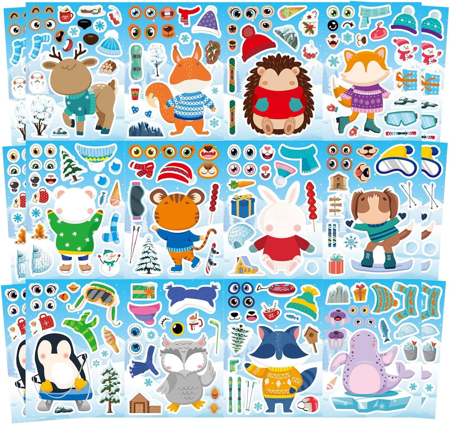 24 Sheets Make a Face Stickers for Kids Toddlers, Make Your Own Animal Mix and Match Sticker Sheets with Sea Animals Horses Dinosaurs Unicorns for Kids Crafts Party Favors Goodie Bags Stuffers
