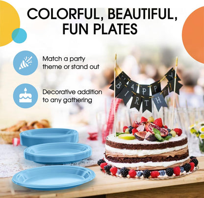 Party Solids Black Plastic Plates For Party 10" Black Disposable Plates For Party Supplies 100 Pcs Plastic Dinnerware Sets Heavy Duty 350 GSM Disposable Dinnerware Set