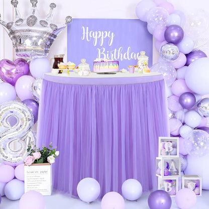 Suppromo 6ft Pink Tulle Table Skirt Baby Shower Tablecloth for Rectangle Tables or Round Tables Pink Ruffle Tutu Table Skirts Desk Skirt for Princess Girls Birthday Party Cake Dessert Decorations