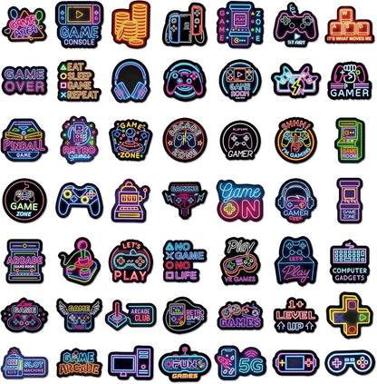 QTL Neon Stickers for Teens & Students Prizes, Waterproof Vinyl Party Favor Stickers, School Rewards, Water Bottle and Laptop, 50PCS - Colors A