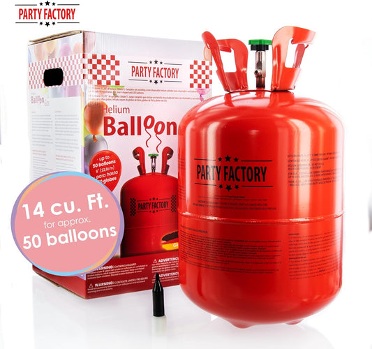 Party Factory Helium balloon gas for up to 50 balloons | helium bottle 14.1 cu gas filling foil balloons | party wedding