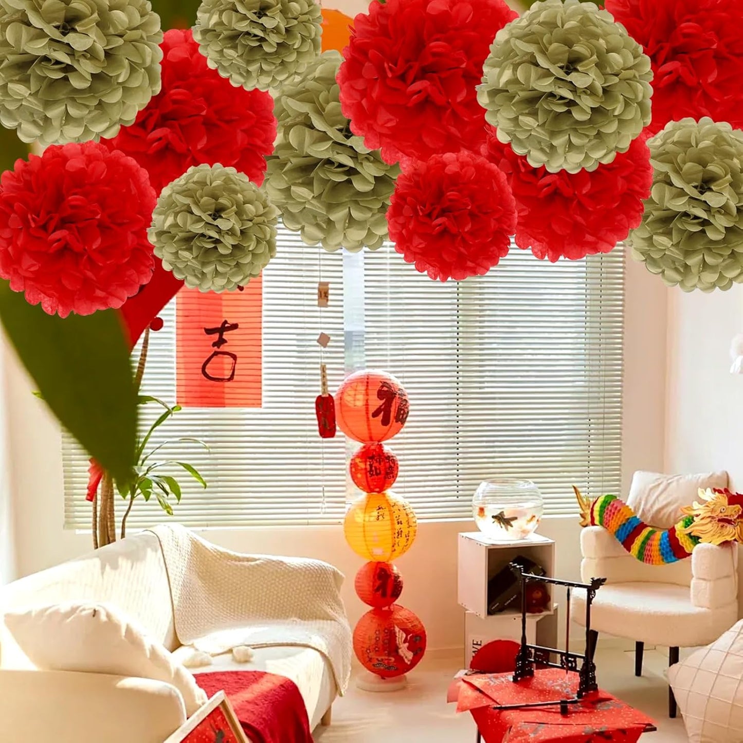 Pastel Tissue Paper Pom Poms Colorful Easter Macaron Kids Birthday Wedding Shower Tissue Flower Hanging Party Supplies(12pcs)