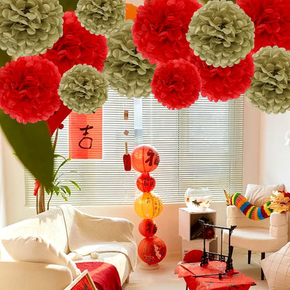 Pastel Tissue Paper Pom Poms Colorful Easter Macaron Kids Birthday Wedding Shower Tissue Flower Hanging Party Supplies(12pcs)