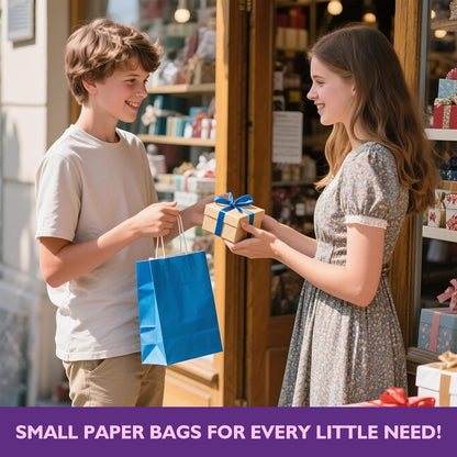 32 Pack Paper Gift Bags with Handles, 5.8"×3.2"×8.25" Party Favor Bags, Gift Bags, Small Gift Bags with Handles, Party Bags, Small Goodie Bags Bulk for Birthday, Crafts, Wedding, Party Supplies (8 Colors)