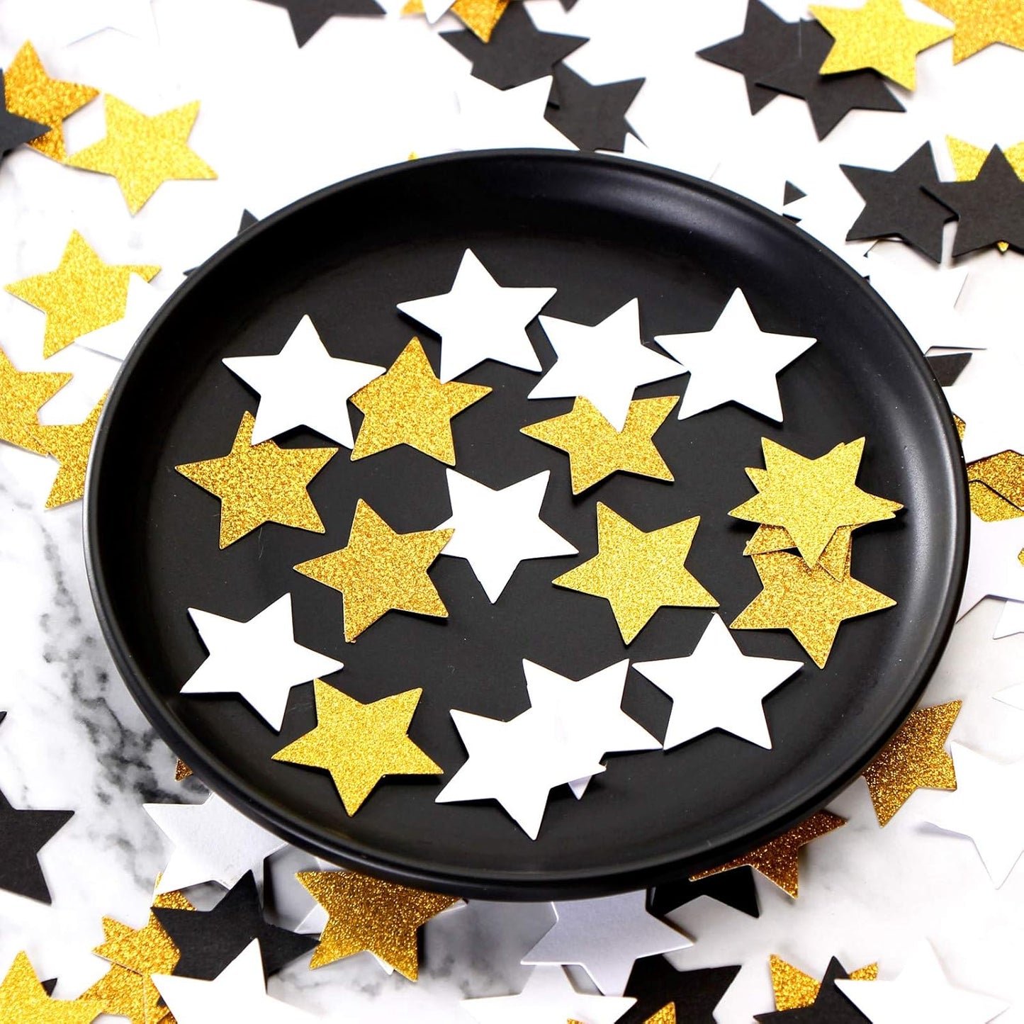 300pcs Navy Blue White Silver Confetti,Glitter Paper decor Twinkle Little Star Table Confetti,Birthday Graduation 2024 Fathers Day Wedding Baby Shower Party Decorations Circle Dots Lasting Surprise