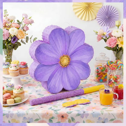 Aoriher Daisy Flower Piñata Set with Blindfold and Bat Pink Flower Piñata Daisy Hippie Boho Game for Birthday Baby Shower Gender Reveal Wedding Floral Mother's Day Princess Party Supplies Decorations