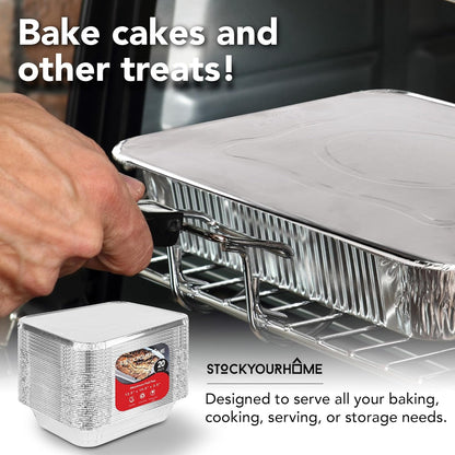 Stock Your Home Aluminum Pans 9x13 Disposable Foil Pans (30 Pack) - Half Size Steam Table Deep Trays - Tin Foil Pans Great for Cooking, Heating, Storing, Prepping Food