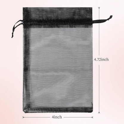 Hopttreely 100PCS Premium Sheer Organza Bags, White Wedding Favor Bags with Drawstring, 4x4.72 Jewelry Gift Bags for Party, Jewelry, Christmas, Mother's Day, Festival, Bathroom Soaps, Makeup Organza Favor Bags