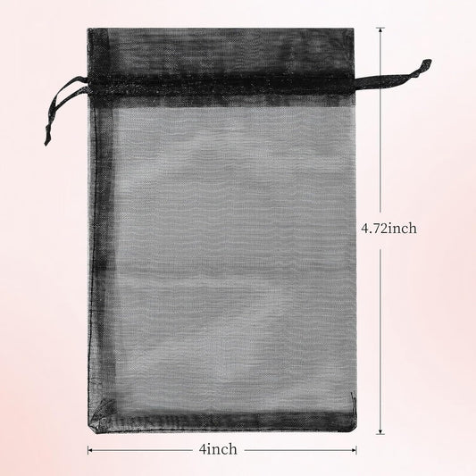 Hopttreely 100PCS Premium Sheer Organza Bags, White Wedding Favor Bags with Drawstring, 4x4.72 Jewelry Gift Bags for Party, Jewelry, Christmas, Mother's Day, Festival, Bathroom Soaps, Makeup Organza Favor Bags