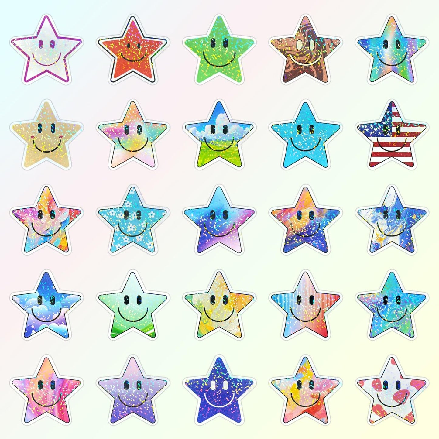 50PCS Smiling Stickers, Cute Water Bottle Stickers for Kids, for Teaching Rewards, Notebooks, Stationery, Luggage, Cartoon PVC Happy Stickers