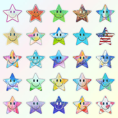 50PCS Smiling Stickers, Cute Water Bottle Stickers for Kids, for Teaching Rewards, Notebooks, Stationery, Luggage, Cartoon PVC Happy Stickers