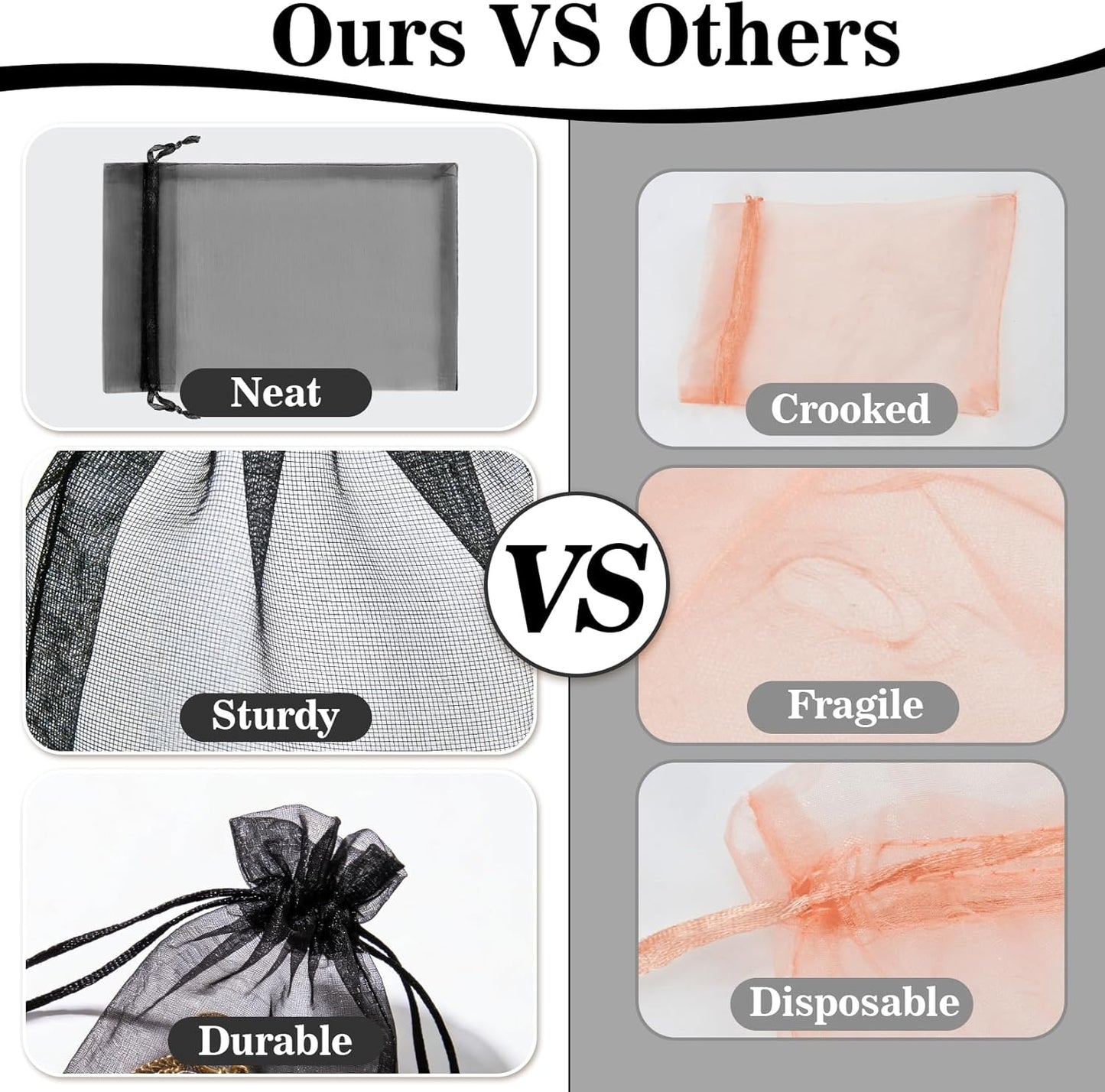 Sukh 100pcs Organza Bags 5''x7'' - White Sheer Mesh Drawstring Bags for Jewelry, Soap, Fruits, Candy, Small Gift Bags for Weddings, Valentine's Day, Mother's Day, Halloween, Thanksgiving, Christmas