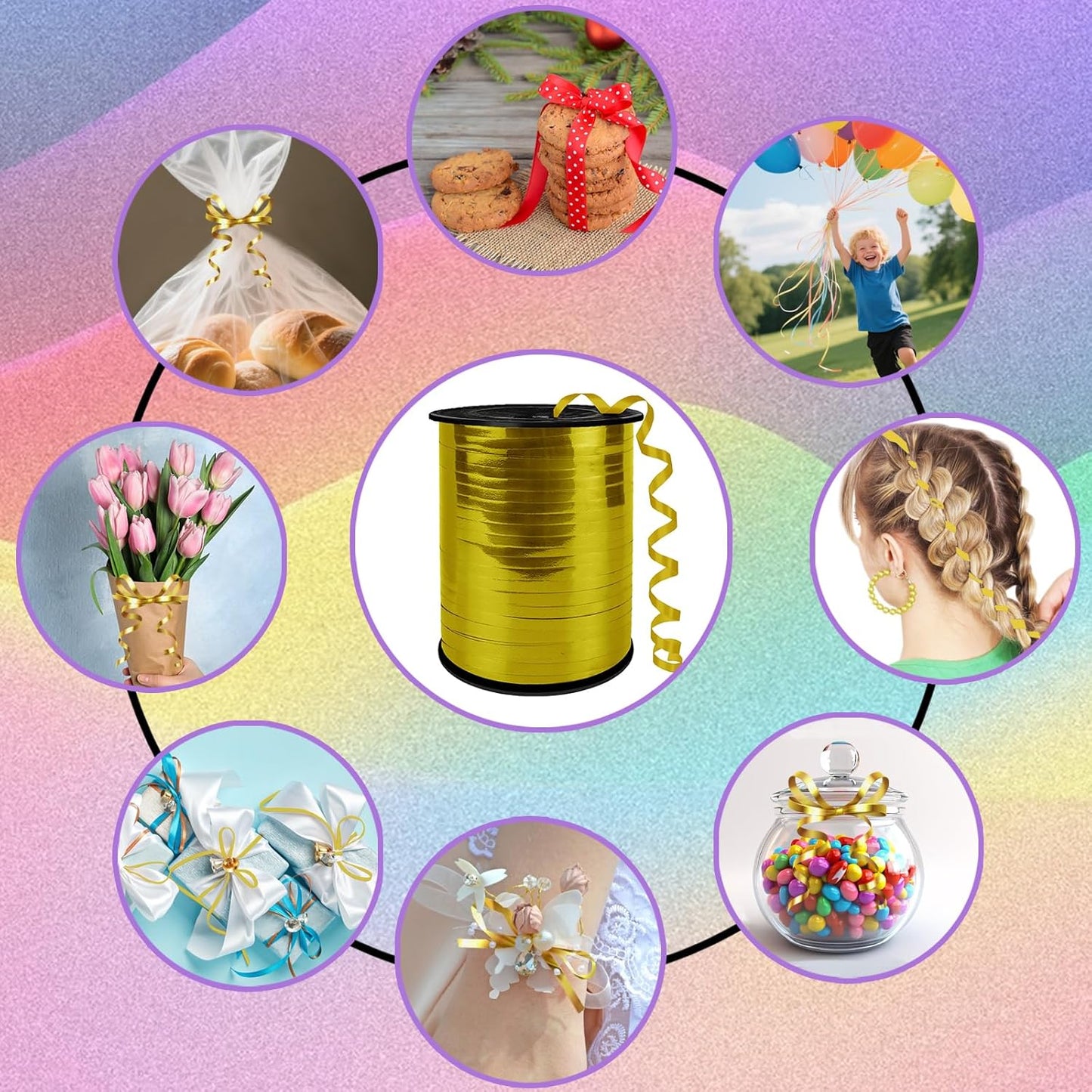 Metallic Shiny Curling Ribbon，500 Yard，1/5" for Crafts,Gift Wrapping, Balloon String, Baby Shower, Parties & Festivals, Florist Flowers (Silver)