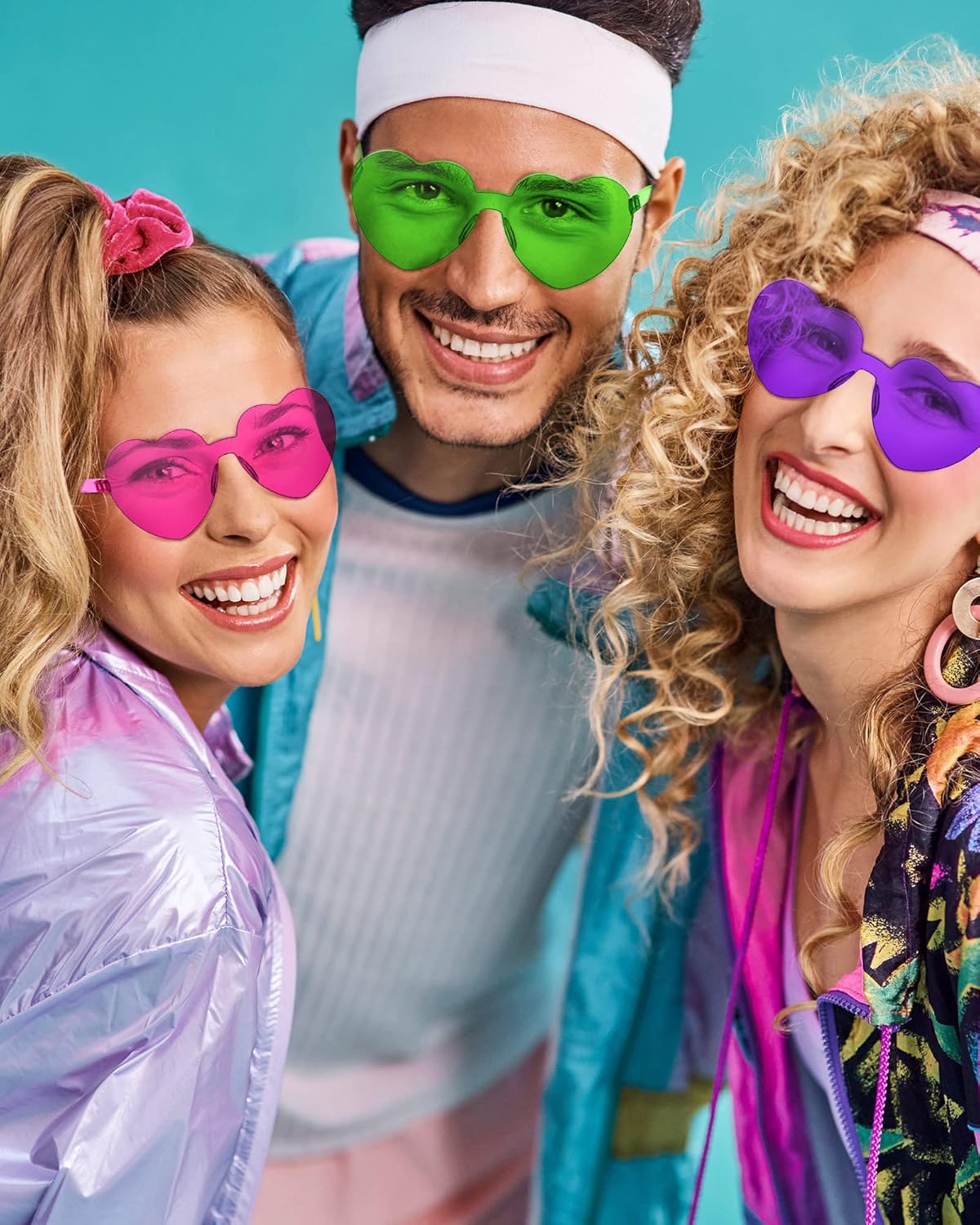 Photect 12 Pair Heart Shaped Sunglasses Neon Color Transparent Heart Glasses for Women Party Favor
