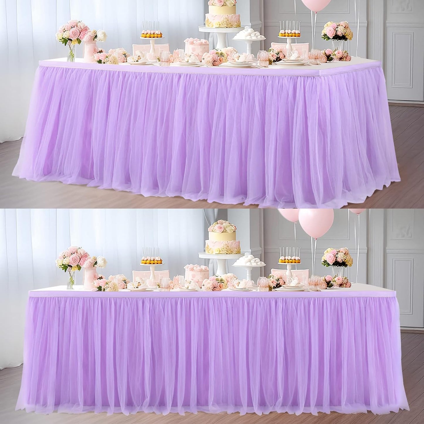 Suppromo 6ft Pink Tulle Table Skirt Baby Shower Tablecloth for Rectangle Tables or Round Tables Pink Ruffle Tutu Table Skirts Desk Skirt for Princess Girls Birthday Party Cake Dessert Decorations