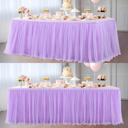 Suppromo 6ft Pink Tulle Table Skirt Baby Shower Tablecloth for Rectangle Tables or Round Tables Pink Ruffle Tutu Table Skirts Desk Skirt for Princess Girls Birthday Party Cake Dessert Decorations