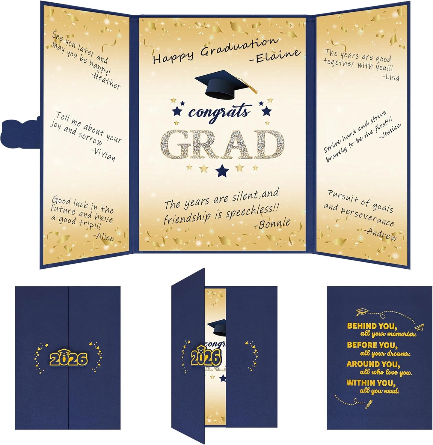 Vlipoeasn 2026 Graduation Guest Book Alternative, Black Gold Class of 2026 Graduation Party Decorations, Graduation Signature Book for 2026 College High School, Unique Graduation Gifts for Friends