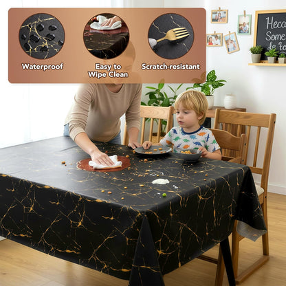 sancua Clear Plastic 100% Waterproof Tablecloth - 54 x 78 Inch - Vinyl PVC Rectangle Table Cloth Protector Oil Spill Proof Wipe Clean Table Cover for Dining Tables, Parties & Camping, Crystal Clear