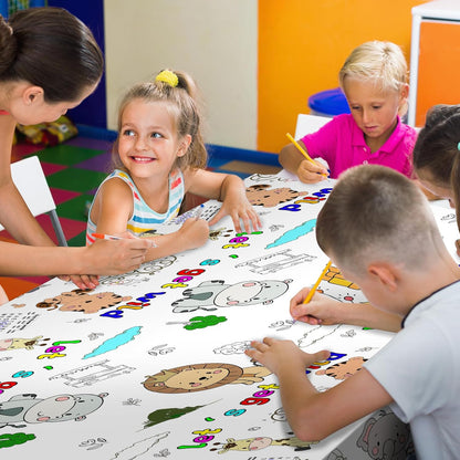 Giant Construction Party Coloring Tablecloth for Kids - Huge Construction Theme Table Cover Large Dump Truck Vehicle Painting Poster for Children Birthday Party Supplies 54x108 Inch