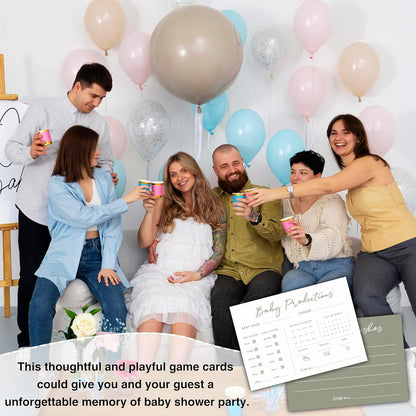 Baby Predictions and Advice Cards, 5" x 7" Pink Baby Shower Predictions Cards, Daily Party Games & Activities Favors for Newparents - G08
