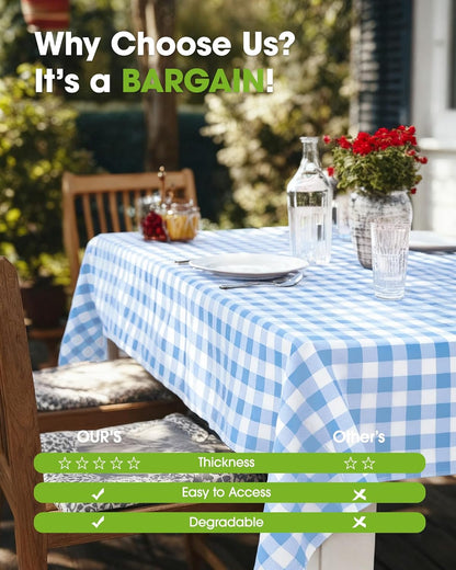 Pureegg Plastic Table Cloth Disposable 8 Pack, 54 x 108 Inch Table Cloths, Party, Picnic, Wedding, Decorative Tablecloths, Rectangle, White Plastic Cover, Leakproof & Sturdy, White