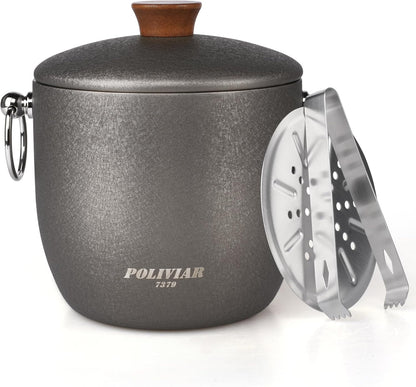 POLIVIAR Ice Bucket, 2.5L Double Wall Ice Bucket with Lid, Stainless Steel Ice Bucket with Tong & Strainer, Ice Bucket for Cocktail Bar, Home & Parties, JX2023-IBLU