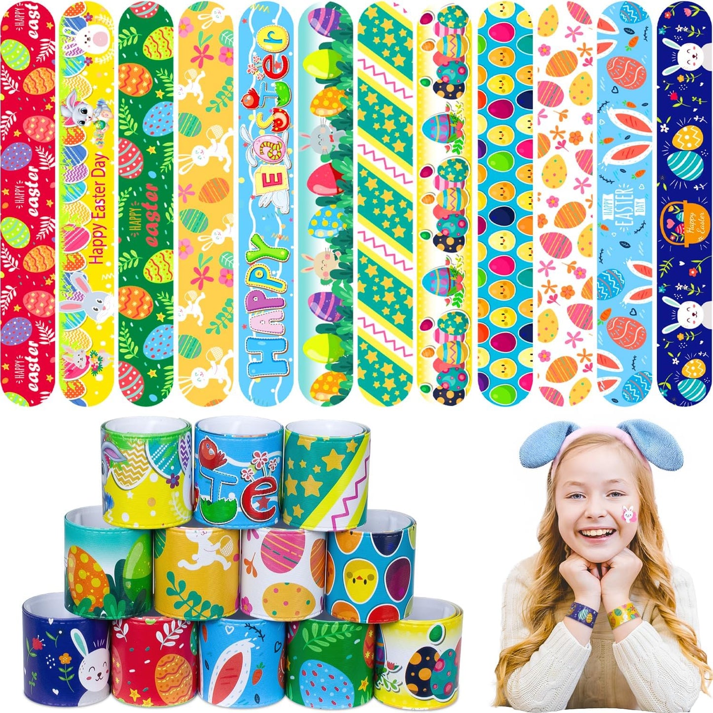48 pcs 4th of July Slap Bracelets Toys, 4th of July Party Favors Supplies Patriotic Accessories Decorations