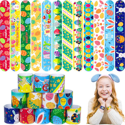48 pcs 4th of July Slap Bracelets Toys, 4th of July Party Favors Supplies Patriotic Accessories Decorations